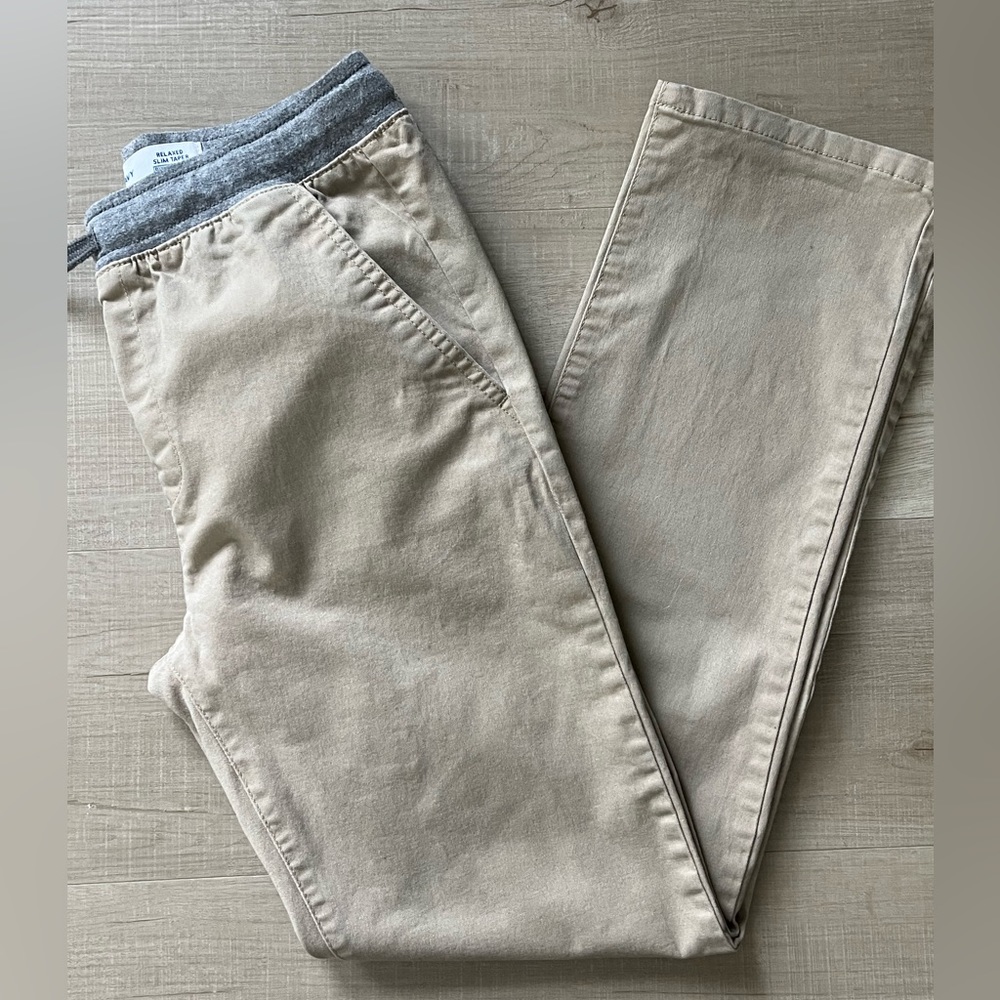 Boys Relaxed Slim Taper, built in flex, Khaki casual dress pants by Old Navy 12